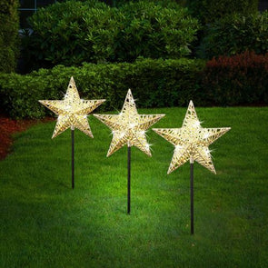 Lytworx 17cm Warm White Solar Star Stake Lights - 3 Pack