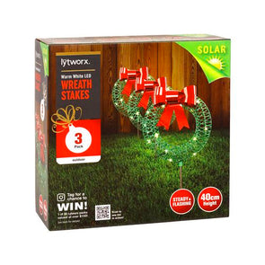 Lytworx 40cm Solar Wreath Stake Lights - 3 Pack