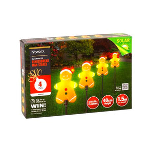 Lytworx Solar Gingerbread Man Stake Lights - 4 Pack