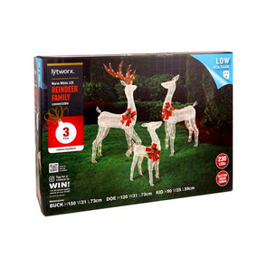 Festive Xmas Lytworx Warm White Connectable 3 Reindeer Family-3 Pack