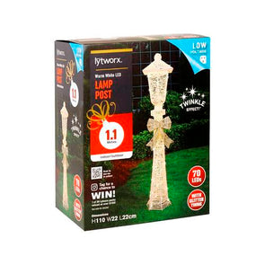 Lytworx 1.1m 70 LED Warm White Glitter Twine Lamp Post - Indoor/Outdoor