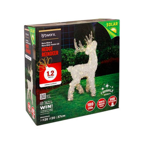 Lytworx 180 LED Warm White Solar Hedge Reindeer