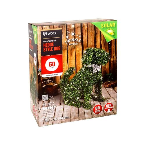 Lytworx 80 LED Solar Hedge Style Dog - Suitable for Indoor/Outdoor Use - TheITmart