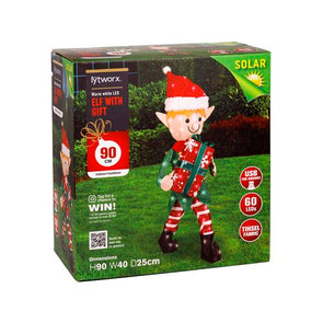 Lytworx 60 LED 90cm Solar Elf With Gift/Tinsel Fabric Design
