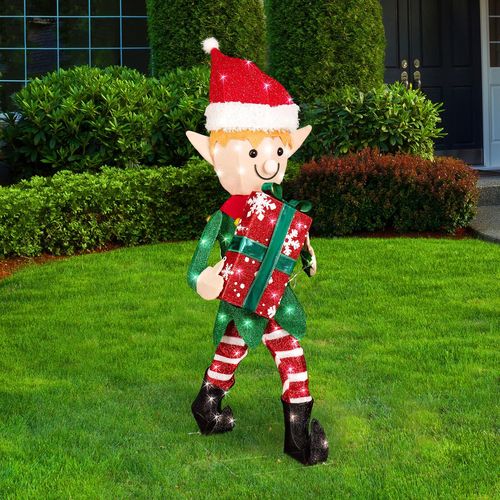 Lytworx 60 LED 90cm Solar Elf With Gift/Tinsel Fabric Design - TheITmart