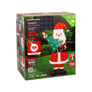 Lytworx H 130cm 100 LED Solar Santa With Tree/ Indoor or Outdoor