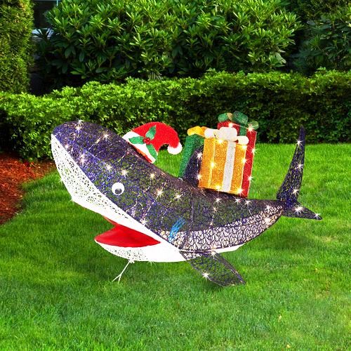 Lytworx 105cm 100 LED Solar Glitter Shark Statue - Suitable for Indoor/Outdoor Use