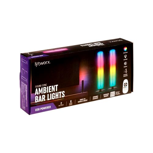 Lytworx USB Sound Sync Ambient Dimmable Bar Lights- 2 Pack/ For Indoor or Outdoor