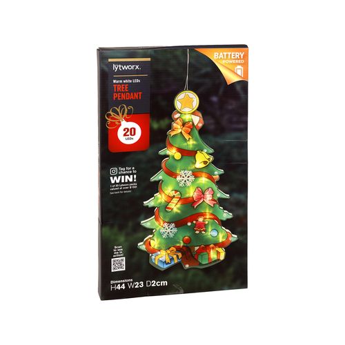 Lytworx 44cm x 23cm Battery Powered 20 LED Warm White Tree Pendant