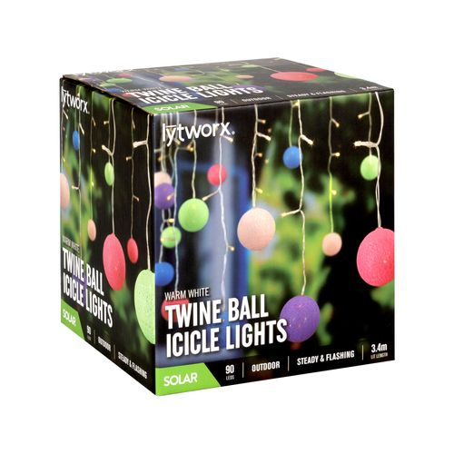Lytworx Warm White Solar Twine Ball Icicle Lights - 67176