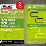 Arlec LED Oval Bunker Lights With Interchangeable Rims - 2 Pack
