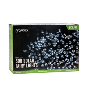 Lytworx 500 LED White Solar Fairy Lights/39.9m/Auto Sensor/8 Modes/Run For 8h