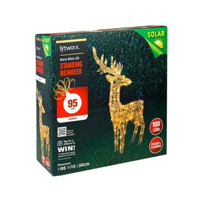 Lytworx 95cm Height 100 Warm White LED Solar Standing Reindeer