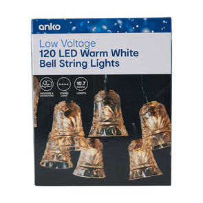 120 LED Warm White Bell String Lights