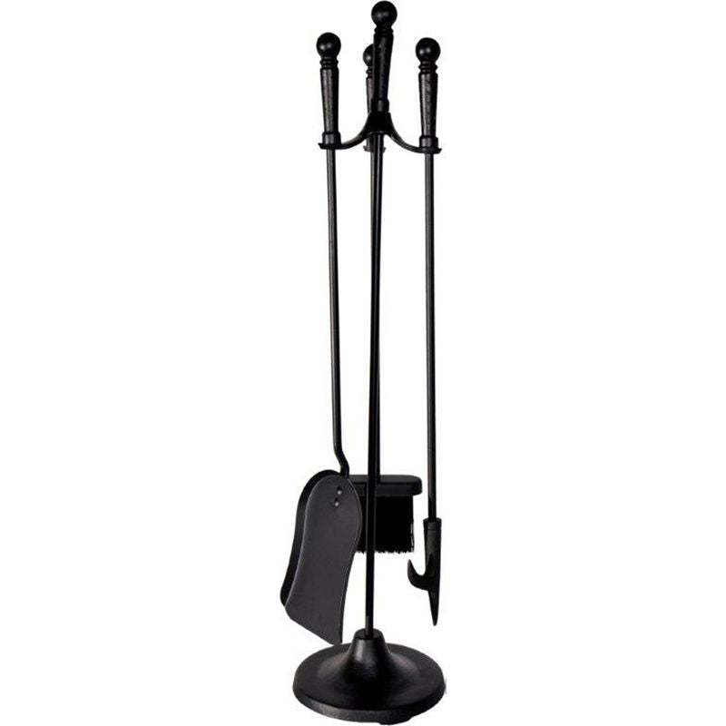 3 Piece Fire Tool Set - With Stand / 73cm Long Handles/ Powder Coated Steel - TheITmart