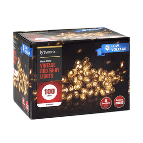 Lytworx 100 LED Warm White Low Voltage Vintage Bud Fairy Lights