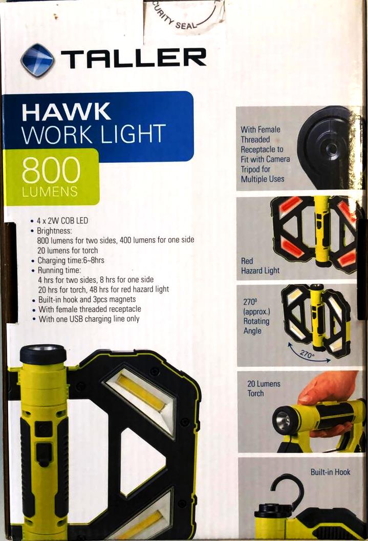 Taller 800 Lumens Hawk Work Light / 4 COB LEDs - TheITmart