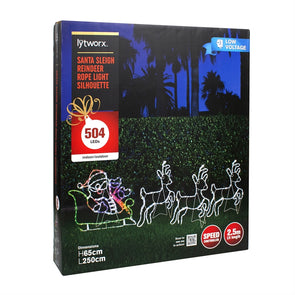Lytworx 2.5m Santa Sleigh Reindeer Rope Light Silhouette