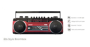 Medion 80s Style Boombox Boombox Cassette Bluetooth Player/AM/FM Radio/USB/SD Card RED