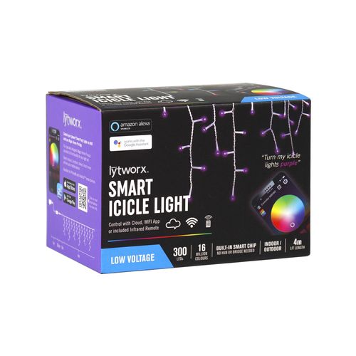 Lytworx 4m 300 Colour Changing LED Smart Icicle Lights with Built-in Smart Chip - TheITmart