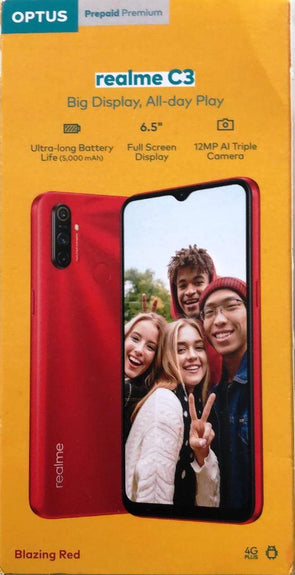 Realme C3 Big Display 4G Smart Phone Locked to Optus - Blazing Red
