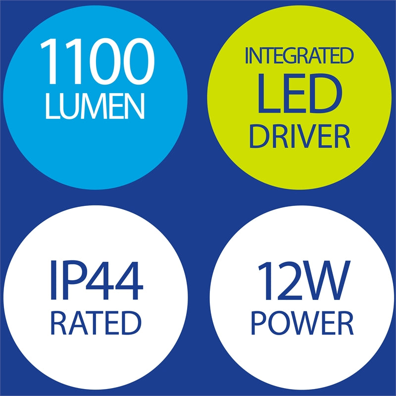 Deta 1100 Lumens 12W LED Security Flood Light with Integrated LED Driver - TheITmart