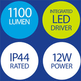 Deta 1100 Lumens 12W LED Security Flood Light with Integrated LED Driver - TheITmart