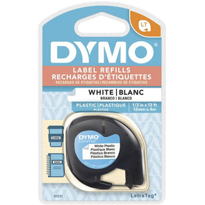 Dymo LetraTag Labeller 12mm Tape /Iron-On/Plastic White/Plastic Clear/Paper White