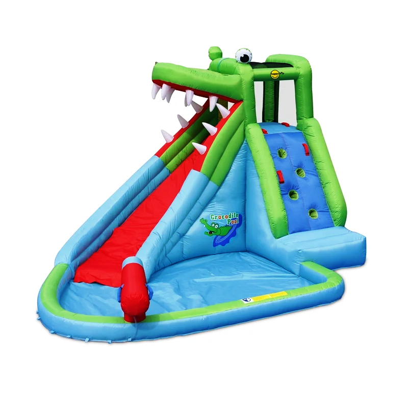 Swing Slide Climb Happy Hop Crocodile Inflatable Pool/ Water Cannon