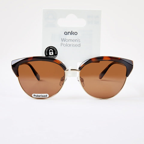 Anko Classic Retro Frame Polarised Sunglasses-Grey Trt & Tort,No Size