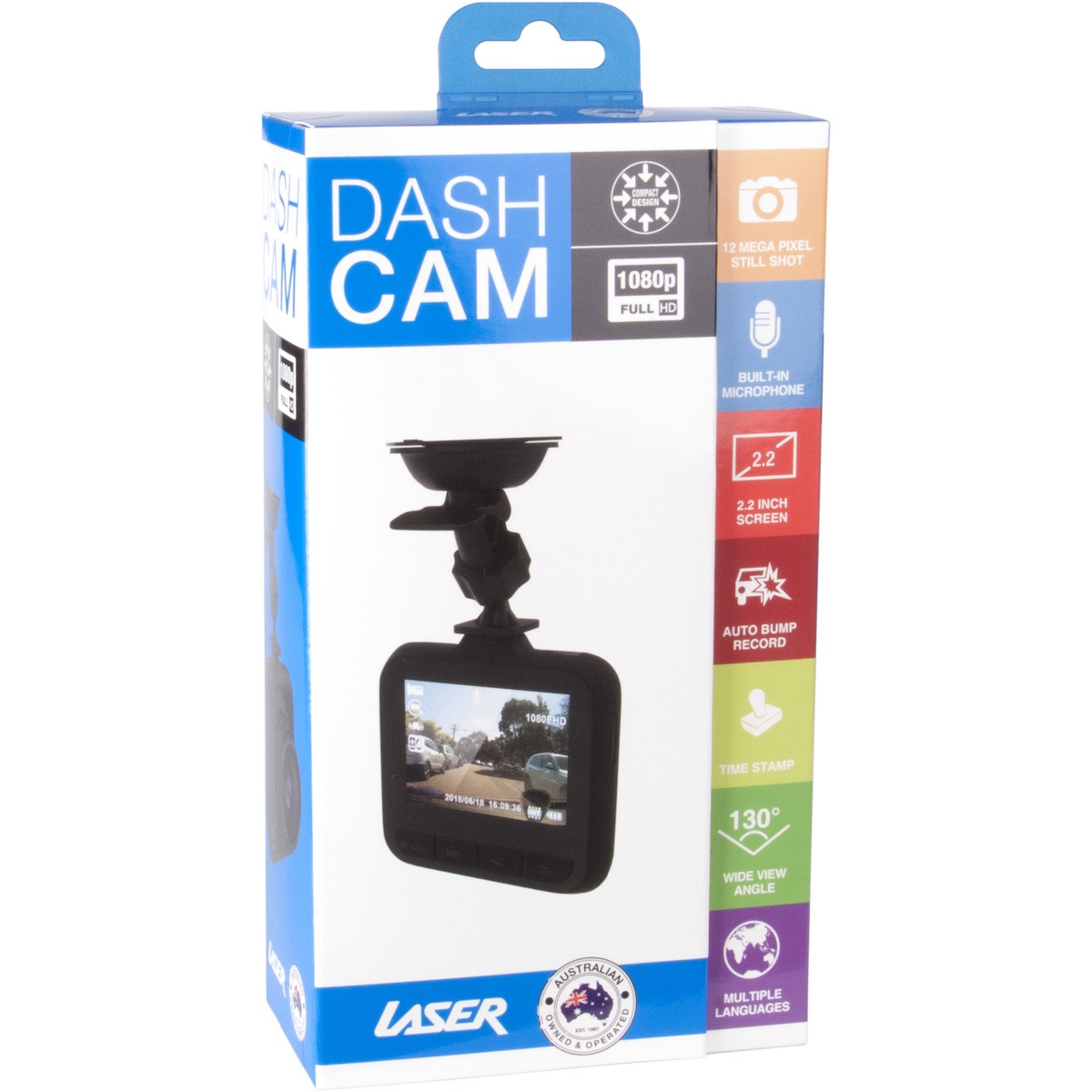 Laser Full HD Dash Cam 1080p 12MP Microphone Time Stamp - TheITmart
