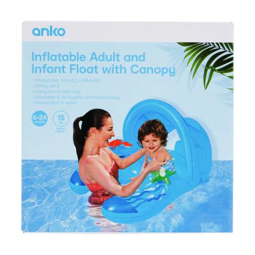 92cm Inflatable Adult and Infant Float With Canopy - Blue