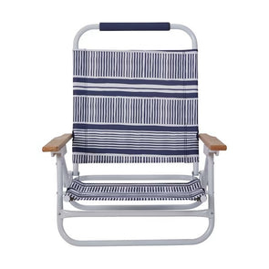 Deluxe Beach Chair - Navy and White/Ideal for Outdoors or Pool Side