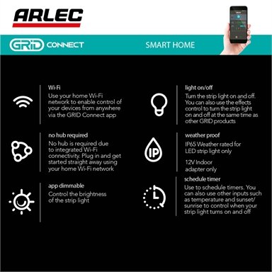 Arlec Grid Connect Smart 1m CCT LED Strip Light with Remote - TheITmart