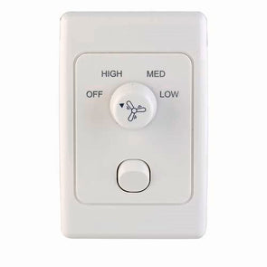 DETA Fan 3 Speed Controller - White / Standard Wall Plate Size