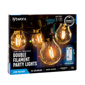 Lytworx Connectable LED Double Filament Party Lights Warm White - 10 Pack