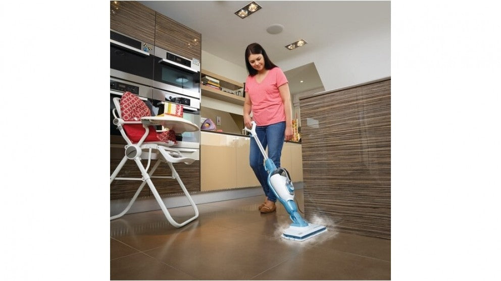 BLACK+DECKER 15-in-1 Steam Mop with SteaMitt /  White & Blue