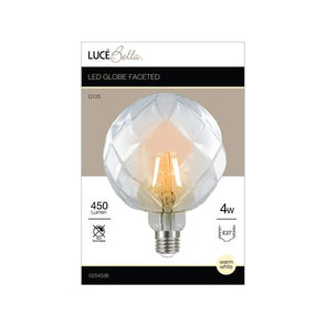 Luce Bella G125 Faceted E27 LED 450 Lumen Warm White 4W Globe