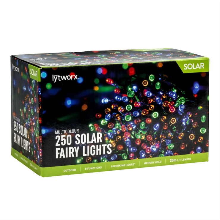 Lytworx 250 LED Multicolour Solar Fairy Light / 8 Functions with memory hold