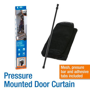 Permastik 100cm x 204cm Pressure Mounted Door Curtain/ Black