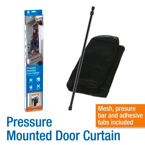 Permastik 100cm x 204cm Pressure Mounted Door Curtain/ Black