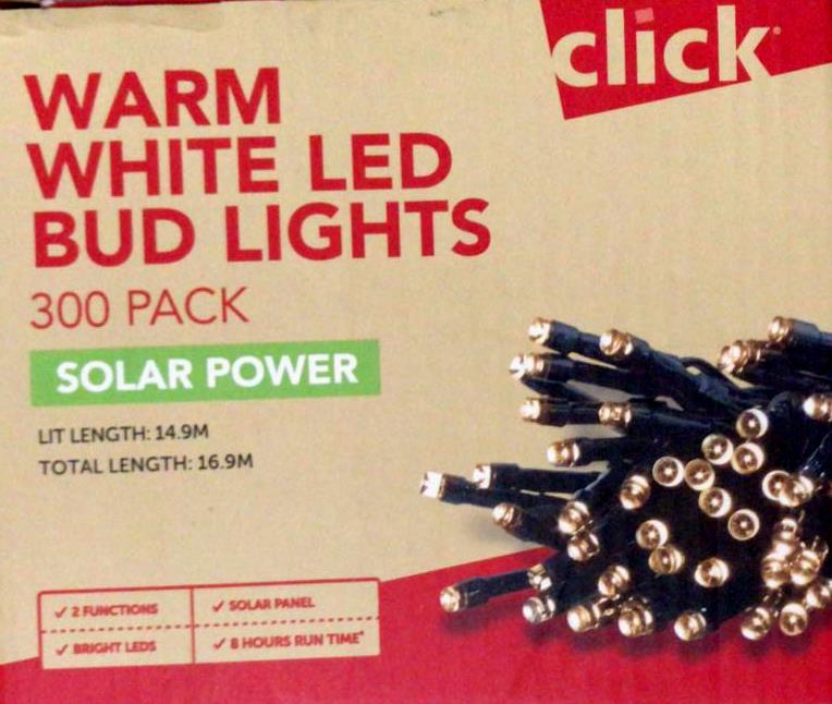 Click 300 LED Solar Bud Lights/Multi-Colour/Warm White - 300 Pack
