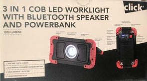 Click 3 In 1 Cob LED Worklight With Bluetooth Speaker and PowerBank 1200 Lumens