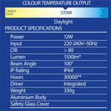 Deta 1100 Lumens 12W LED Security Flood Light with Integrated LED Driver - TheITmart