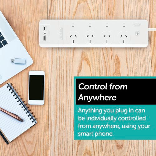 Arlec Grid Connect Smart 4 Outlet Powerboard PB89HA - White - TheITmart