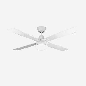 Arlec 120cm White 4 Blade Classic Ceiling Fan With Light/ Reversible Motor for Summer & Winter