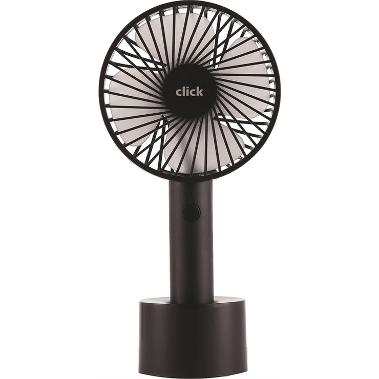 Click 10cm Rechargeable Handheld Fan / Ideal for Camping & Outdoors