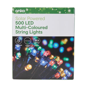 Anko Solar Powered 500 LED Multi-Coloured Outdoor String Lights
