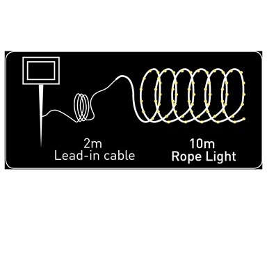 Arlec 10m Warm White Solar Powered Thin LED Rope Light - TheITmart