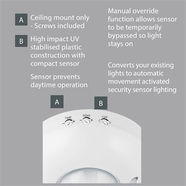 Arlec Otrera Movement Activated Surface Mount Ceiling Sensor / White